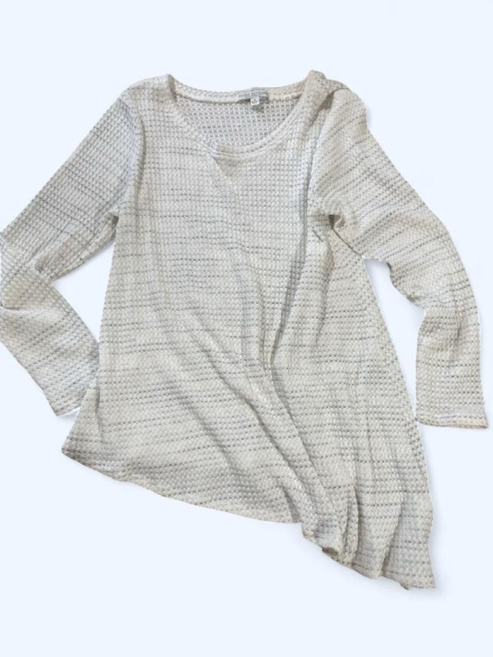 Green Envelope Cream Waffle Scoop Neck Top